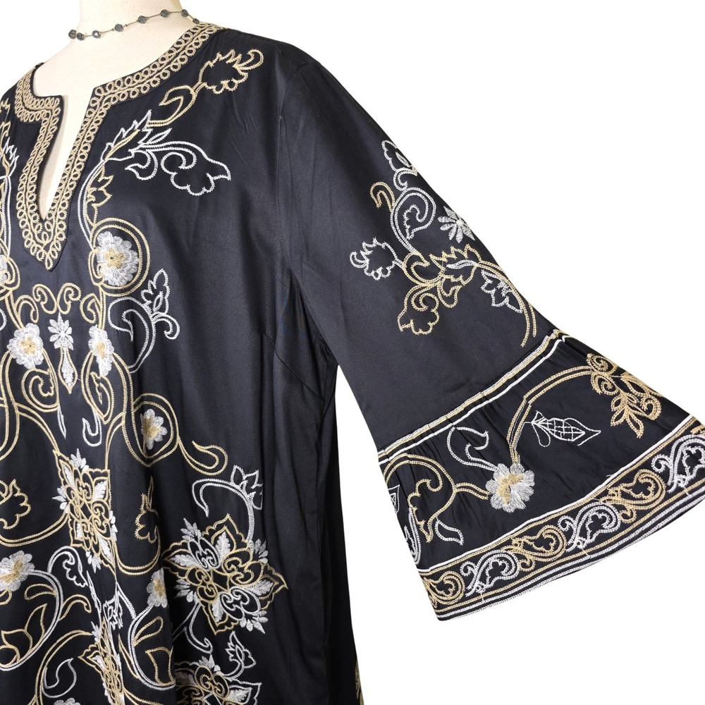 Soft Surroundings Dress 2X Hand Embroidered Tunic Bell Sleeves Boho MSRP $150 - Picture 10 of 12